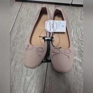 Time And Tru Womens Blush Pink Knit Comfort Women's Memory Foam Ballet Flats